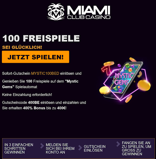 Miami Club Casino
                                100 Free Spins